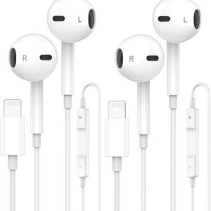 Apple Earbuds, iPhone Wired with Lightning Connector [Apple MFi Certified] Wired Earphones with Microphone Volume Control Music and Calling Headphones for iPhone 14/13/12/11/SE/X/XR/XS/8/7-2 Pack