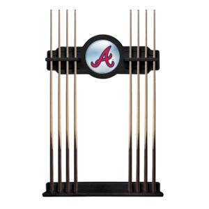 Black Atlanta Braves Eight Stick Wood Pool Cue Rack