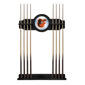 Black Baltimore Orioles Eight Stick Wood Pool Cue Rack