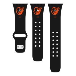 Black Baltimore Orioles Logo Silicone Apple Watch Band