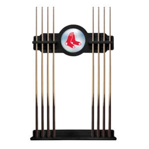 Black Boston Red Sox Eight Stick Wood Pool Cue Rack
