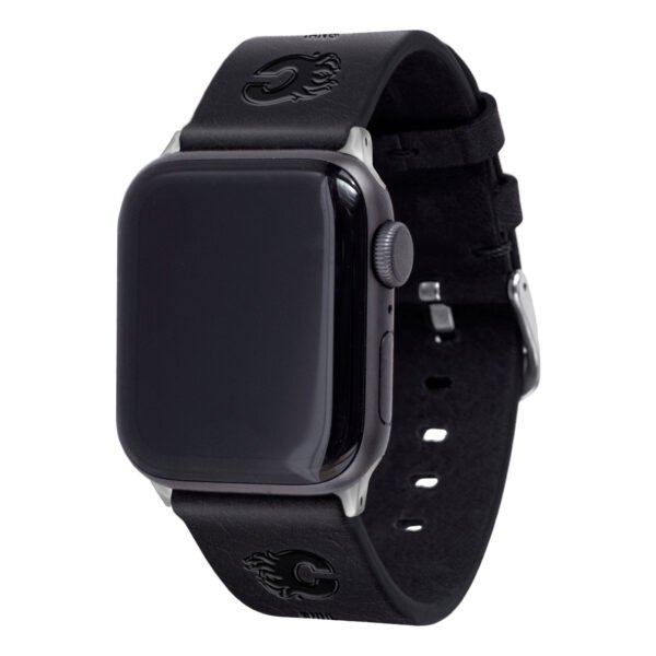 Black Calgary Flames Leather Apple Watch Band Black Calgary Flames Leather Apple Watch Band