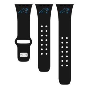Black Carolina Panthers Logo Silicone Apple Watch Band