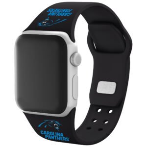 Black Carolina Panthers Silicone Apple Watch Band