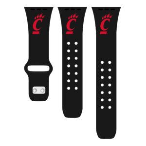 Black Cincinnati Bearcats Logo Silicone Apple Watch Band