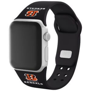 Black Cincinnati Bengals Silicone Apple Watch Band