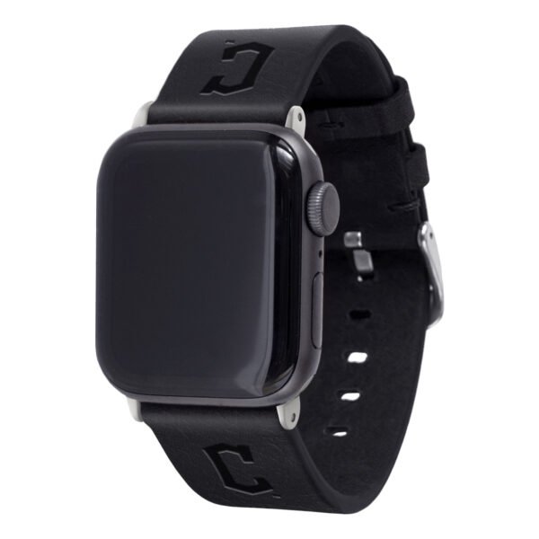 Black Cleveland Guardians Leather Apple Watch Band Black Cleveland Guardians Leather Apple Watch Band