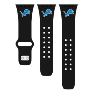 Black Detroit Lions Logo Silicone Apple Watch Band