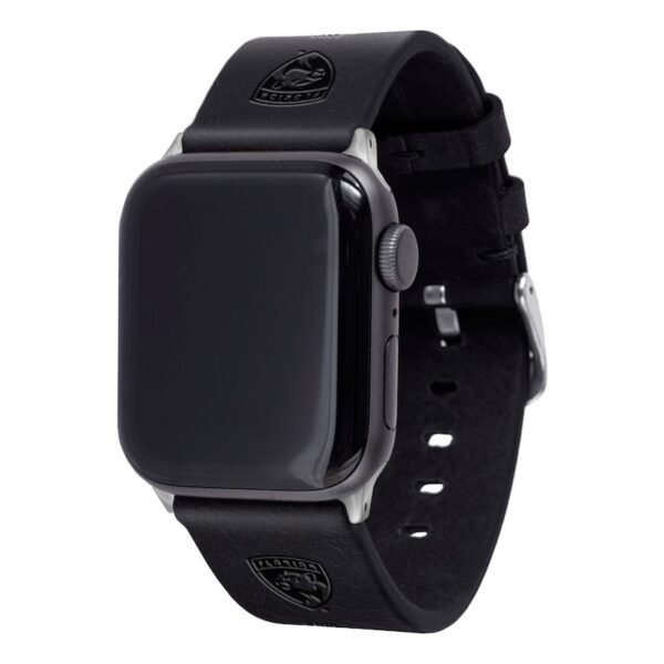 Black Florida Panthers Leather Apple Watch Band Black Florida Panthers Leather Apple Watch Band