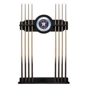 Black Houston Astros Eight Stick Wood Pool Cue Rack