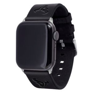 Black Houston Texans Leather Apple Watch Band