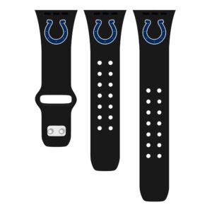 Black Indianapolis Colts Logo Silicone Apple Watch Band
