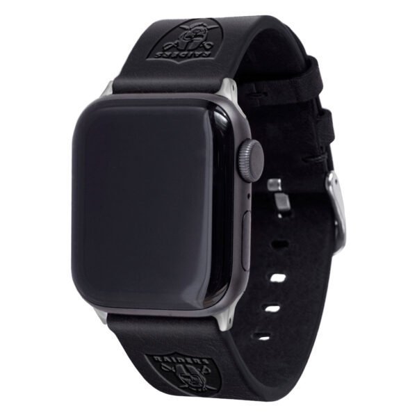 Black Las Vegas Raiders Leather Apple Watch Band Black Las Vegas Raiders Leather Apple Watch Band