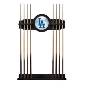 Black Los Angeles Dodgers Eight Stick Wood Pool Cue Rack