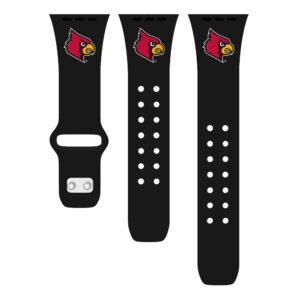 Black Louisville Cardinals Logo Silicone Apple Watch Band