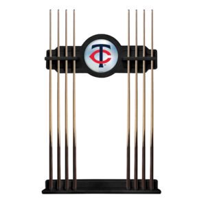 Black Minnesota Twins Eight Stick Wood Pool Cue Rack