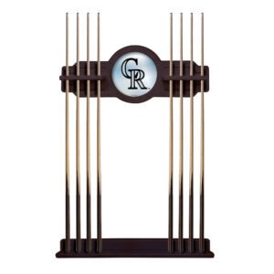 English Tudor Colorado Rockies Eight Stick Wood Pool Cue Rack