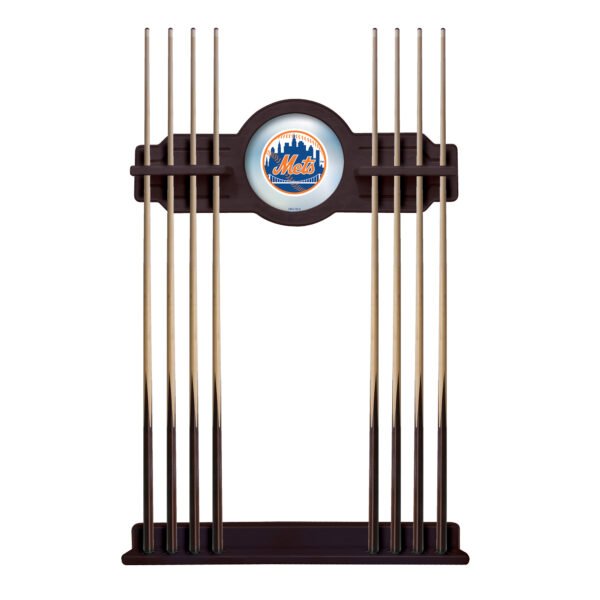 English Tudor New York Mets Eight Stick Wood Pool Cue Rack English Tudor New York Mets Eight Stick Wood Pool Cue Rack