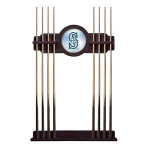 English Tudor Seattle Mariners Eight Stick Wood Pool Cue Rack