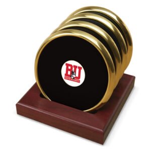 Gold Boston University Team Logo 4-Piece Coaster Set