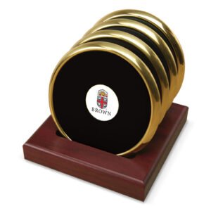 Gold Brown Bears Four-Piece Coaster Set