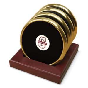 Gold Charleston Cougars Team Logo 4-Piece Coaster Set