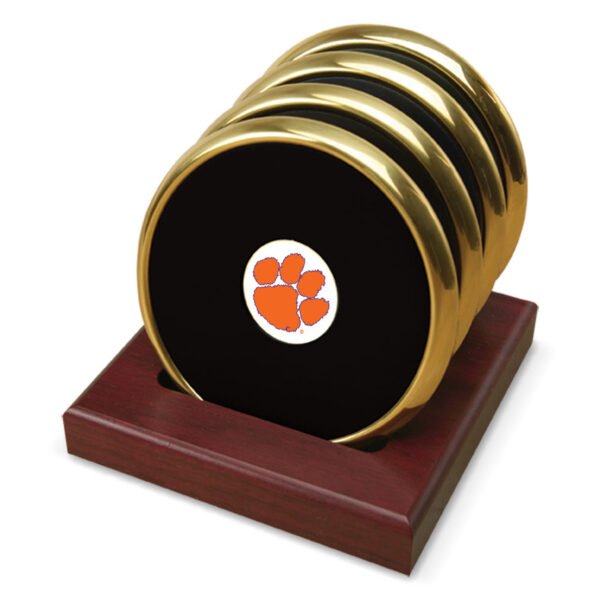 Gold Clemson Tigers Team Logo 4-Piece Coaster Set Gold Clemson Tigers Team Logo 4-Piece Coaster Set