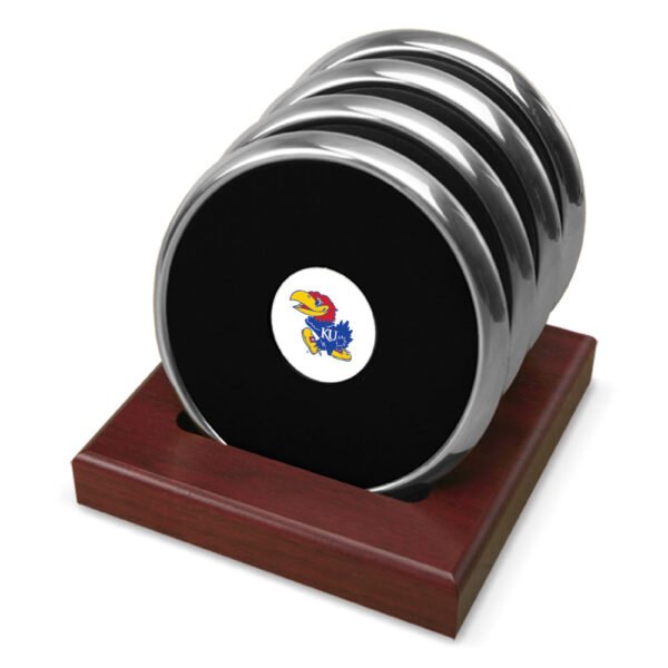 Silver Kansas Jayhawks Four-Piece Coaster Set Silver Kansas Jayhawks Four-Piece Coaster Set