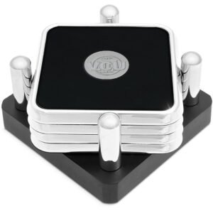Silver VCU Rams 4-Piece Square Coaster Set in Presentation Stand