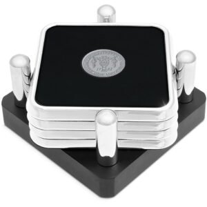 Silver Washington College Shoremen 4-Piece Square Coaster Set in Presentation Stand