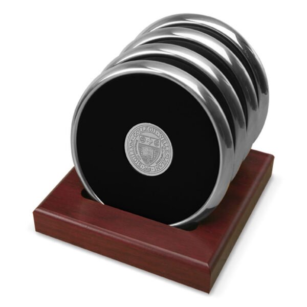 Silver Wellesley Blue Logo 4-Piece Coaster Set Silver Wellesley Blue Logo 4-Piece Coaster Set