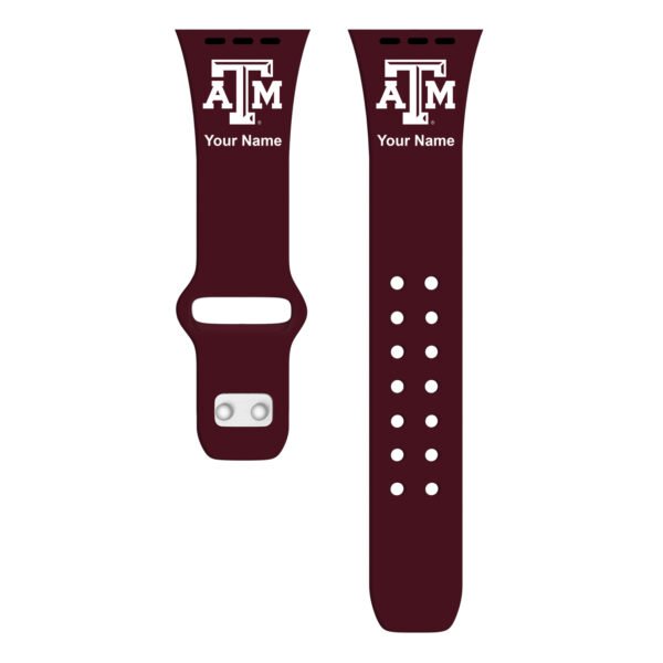 Texas A&M Aggies Personalized Silicone Apple Watch Band Texas A&M Aggies Personalized Silicone Apple Watch Band