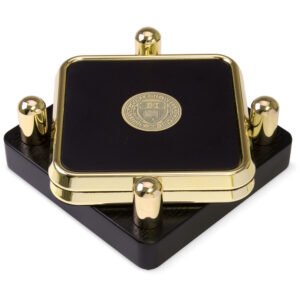 Wellesley Blue Gold 2-Piece Square Coaster Set