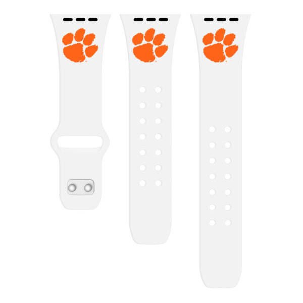 White Clemson Tigers Logo Silicone Apple Watch Band White Clemson Tigers Logo Silicone Apple Watch Band